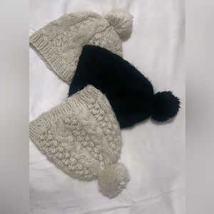 three very cute beanies for the cold! knitted material